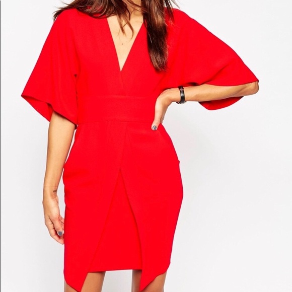 asos red kimono dress